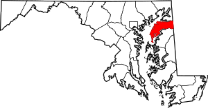 Map of Maryland highlighting Kent County