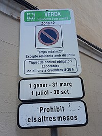 Alternate-parking sign Barcelona left side