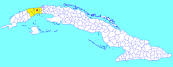 Guanajay municipality (red) within Artemisa Province (yellow) and Cuba