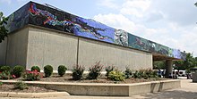 outdoor mural of fish and other wildlife