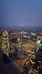 Southeastern view from 50th floor of 8 Bishopsgate, with The Scalpel (left)