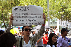 Poster stating "#Yo Soy 132 against EPN"; Its not hate nor intolerance against his name, but rather being full of indignation as to what he represents