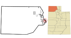 Location of Mantua within Box Elder County and within the State of Utah