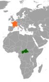 Location map for the Central African Republic and France.