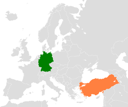 Map indicating locations of Germany and Turkey