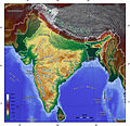 Geographical features of the Indian subcontinent.