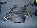 View of Apeks sidemount harness from the back of the harness showing the buoyancy compensator.