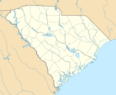 Mapa konturowa Karoliny Południowej, po prawej nieco u góry znajduje się punkt z opisem „Darlington”