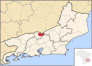 Location of Três Rios in the state of Rio de Janeiro