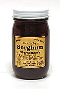 A jar of sweet sorghum syrup