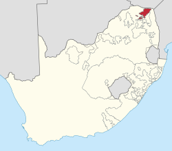 Location of Venda (red) within South Africa (yellow).