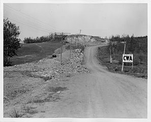 CWA project in Minnesota to straighten a road by removing a solid rock obstruction (1934)
