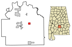 Location of Hayneville in Lowndes County, Alabama.