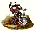 Spät­romantische Darstellung des Wappens einer Studenten­verbindung (1844) mit Ritter