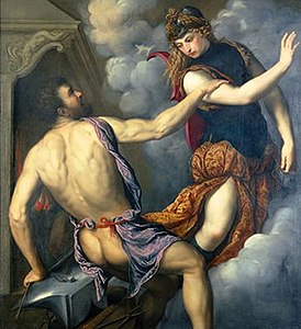 Athena Scorning the Advances of Hephaestus (c. 1555–1560) by Paris Bordone
