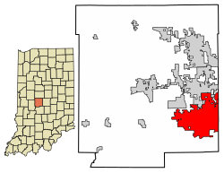 Location of Plainfield in Hendricks County, Indiana.