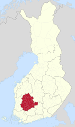 Pirkanmaa on a map of Finland