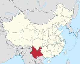 Zemljevid, ki prikazuje lokacijo province Junan