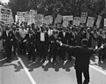 March on Washington, August 28, 1963, shows civil rights and union leaders, including Martin Luther King Jr., Joseph L. Rauh Jr., Whitney Young, Roy Wilkins, A. Philip Randolph, and Walter Reuther