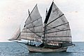 One of the last original bedar freighters 45' (LOD) sailing up to Thailand, 1981