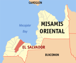 Map of Misamis Oriental with El Salvador highlighted