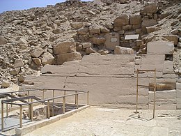 A photograph of the stairway into the pyramid