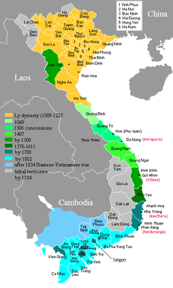Đại Việt's territory expansion from 11th to 19th century
