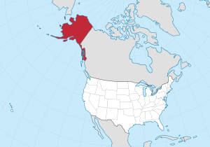 Peta Amerika Serikat dengan Alaska ditandai