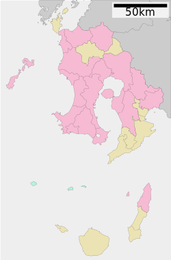 上野原遺跡の位置（鹿児島県内）
