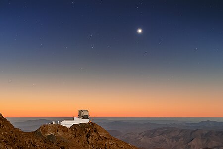 Comet Leonard, the Rubin Observatory, the planet Venus, and various stars