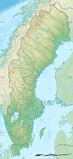 Mapa konturowa Szwecji, na dole znajduje się punkt z opisem „Utö”