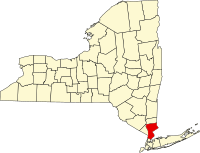Map of New York highlighting Westchester County