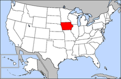 Harta Statelor Unite cu statul Iowa indicat