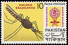 1962 Pakistani postage stamp promoting malaria eradication program