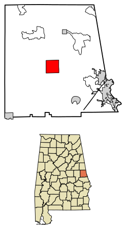 Location of La Fayette in Chambers County, Alabama.