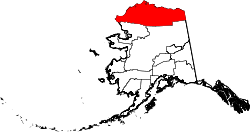 Location in North Slope Borough and the state of Alaska
