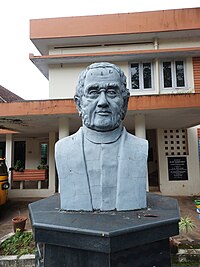 The statue of Benjamin Bailey at the CMS Press compound, Kottayam