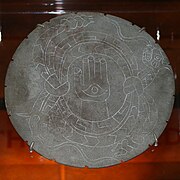 Engraved stone palette from Moundville, illustrating two horned rattlesnakes, perhaps referring to The Great Serpent of the Southeastern Ceremonial Complex.