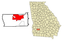 Location in Dougherty County and جورجیا ایالتی