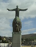 Statue of Saint Brendan, with Ian Stuart, Bantry, County Cork, 1969