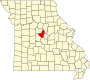 Harta statului Missouri indicând comitatul Moniteau