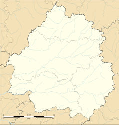 Mapa konturowa Dordogne, blisko górnej krawiędzi znajduje się punkt z opisem „Busserolles”