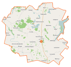 Mapa konturowa gminy Jeleniewo, po prawej nieco u góry znajduje się punkt z opisem „Hultajewo”