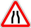 Road narrows on both side
