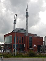 Postmodern prayer hall of the Ulu Mosque in Utrecht, Netherlands