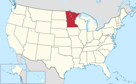 Map of the United States with مینه‌سوتا highlighted