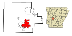 ガーランド郡内の位置の位置図