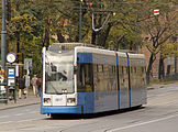 Flexity Classic (NGT6) in service in Kraków on the “Krakowski Szybki Tramwaj” (Krakowian Fast Tram) network, Poland