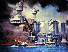 Thiết giáp hạm USS West Virginia trúng phải hai quả bom và bảy ngư lôi, trong đó có một ngư lôi được bắn ra từ một tàu ngầm mini