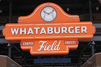 Whataburger Field sign in Corpus Christi, Texas